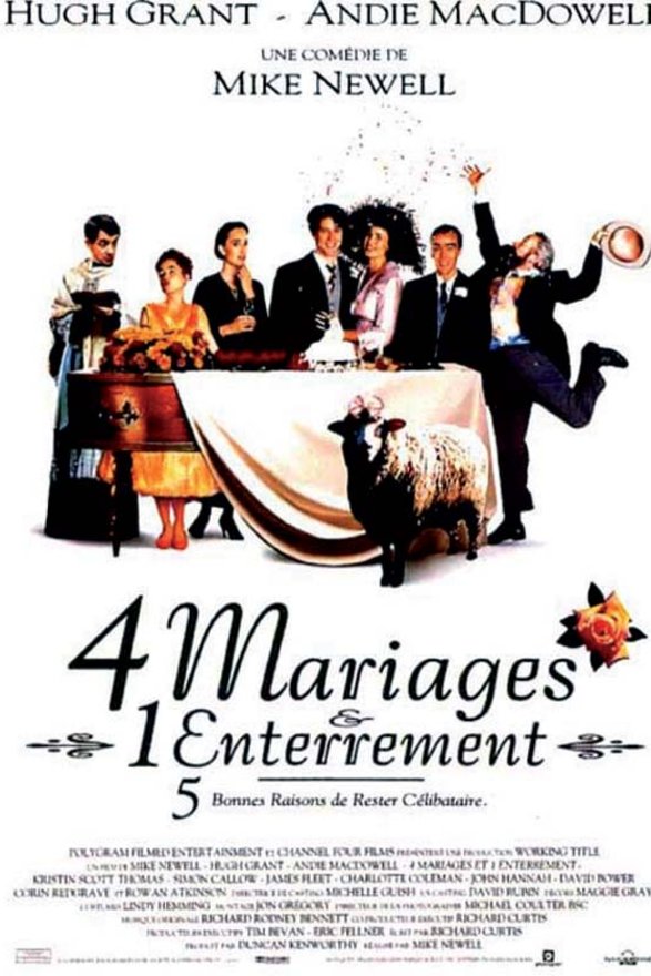 L'affiche du film Quatre mariages et un enterrement [1994]