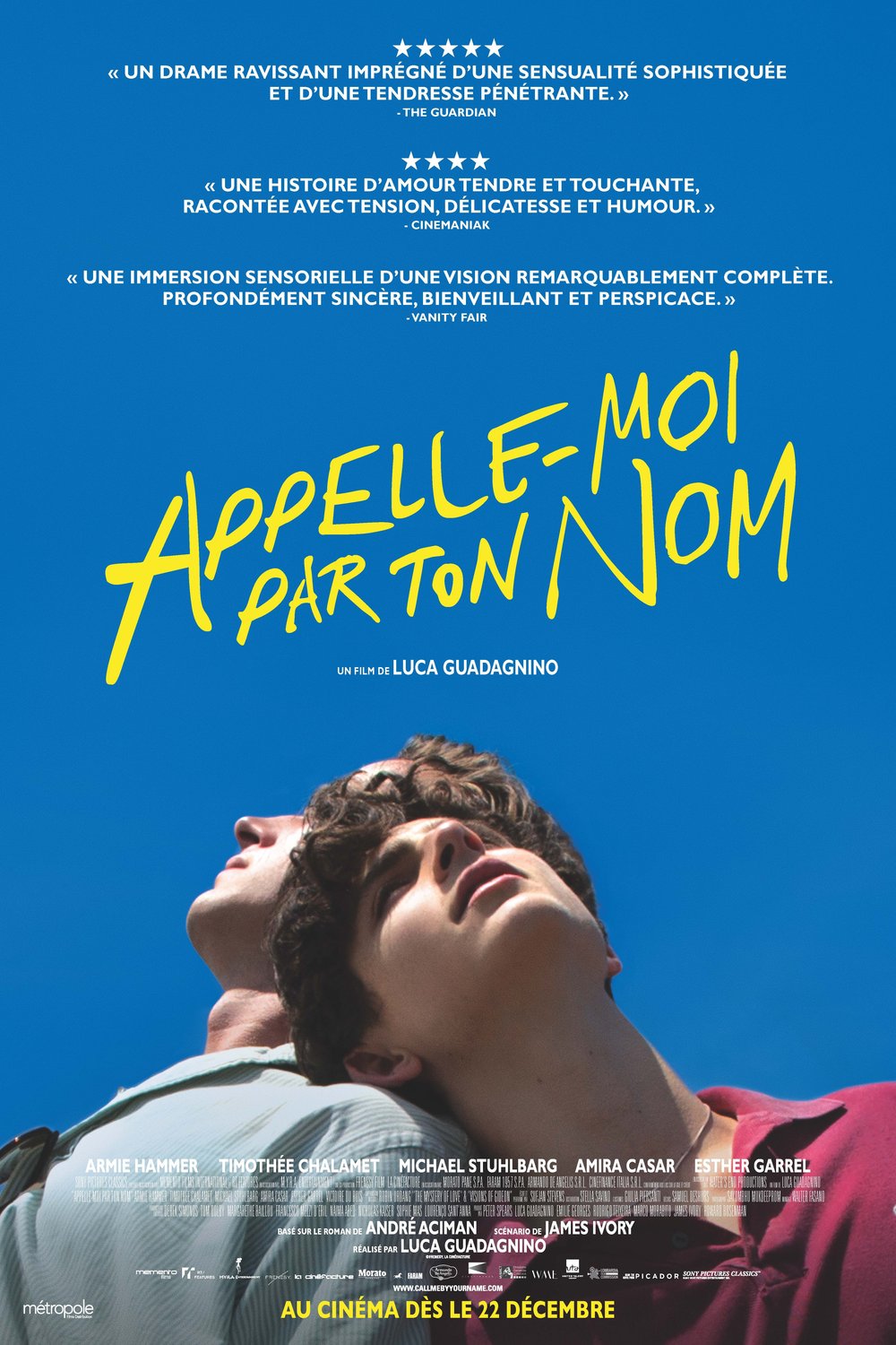 L'affiche du film Appelle-moi par ton nom [2017]